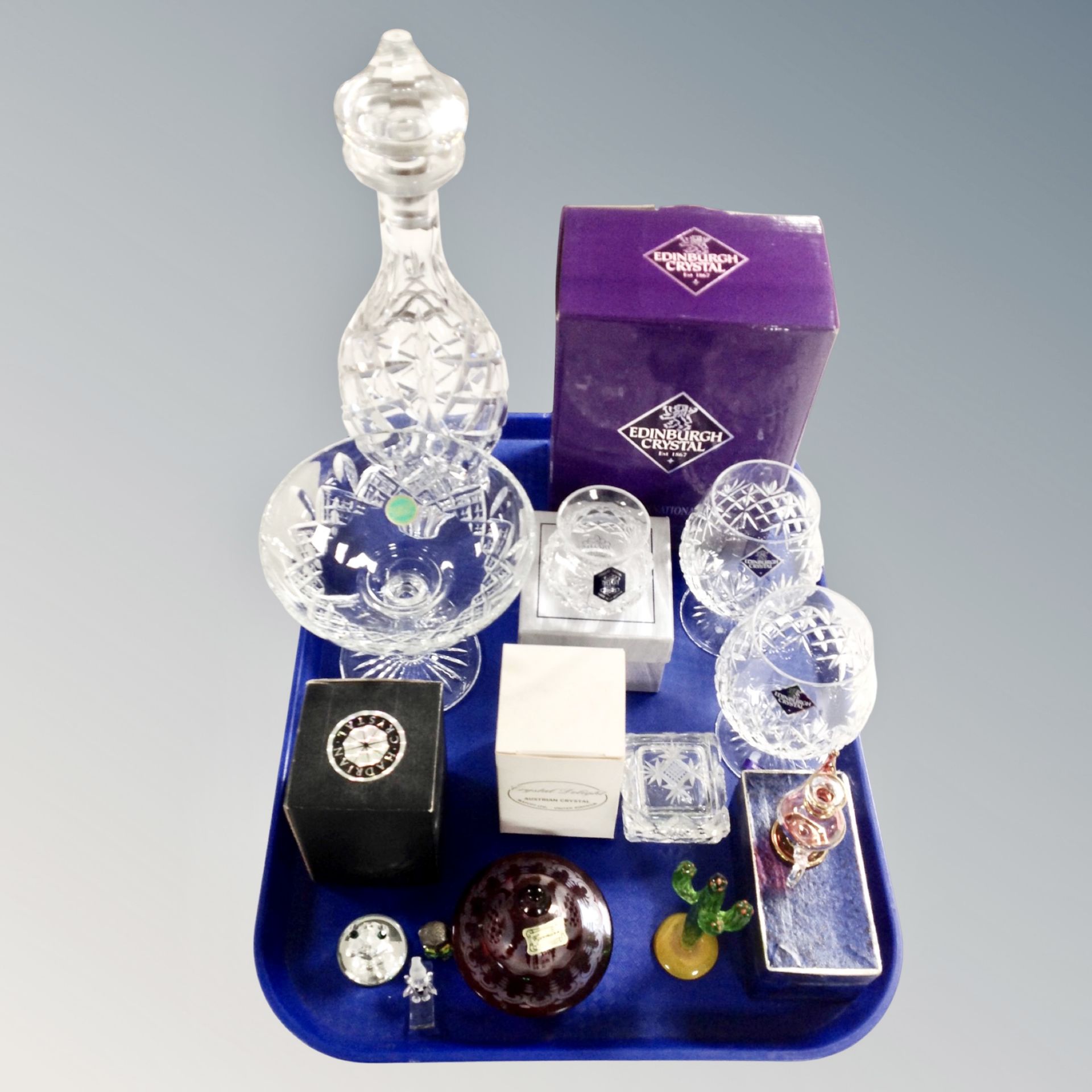 A tray of Edinburgh crystal, Stuart,