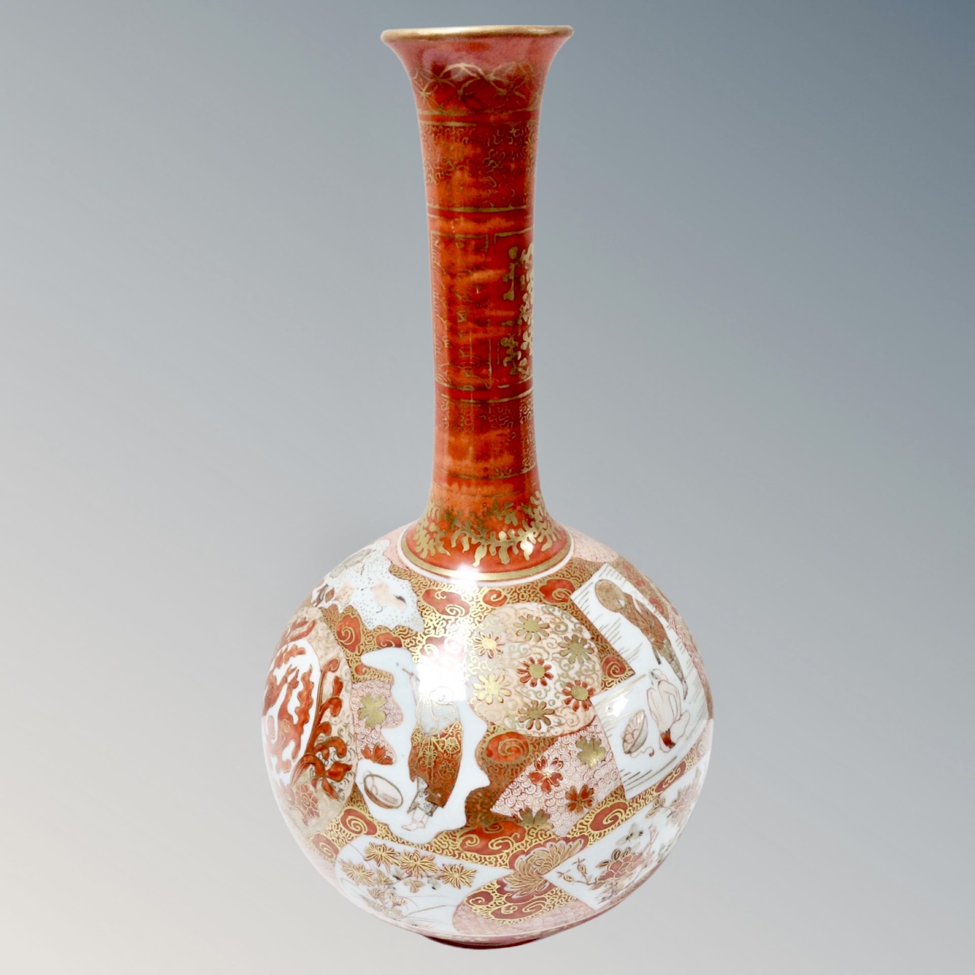 A Japanese Kutani bottle vase,
