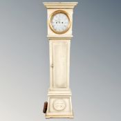 A Scandinavian painted longcase clock with pendulum and one weight