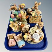 A tray of eight Pendelfin figures - Anniversary Happy Birthday,