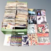 A box of large quantity of mid 20th century and later vinyl 7" singles to include Bob Dylan,