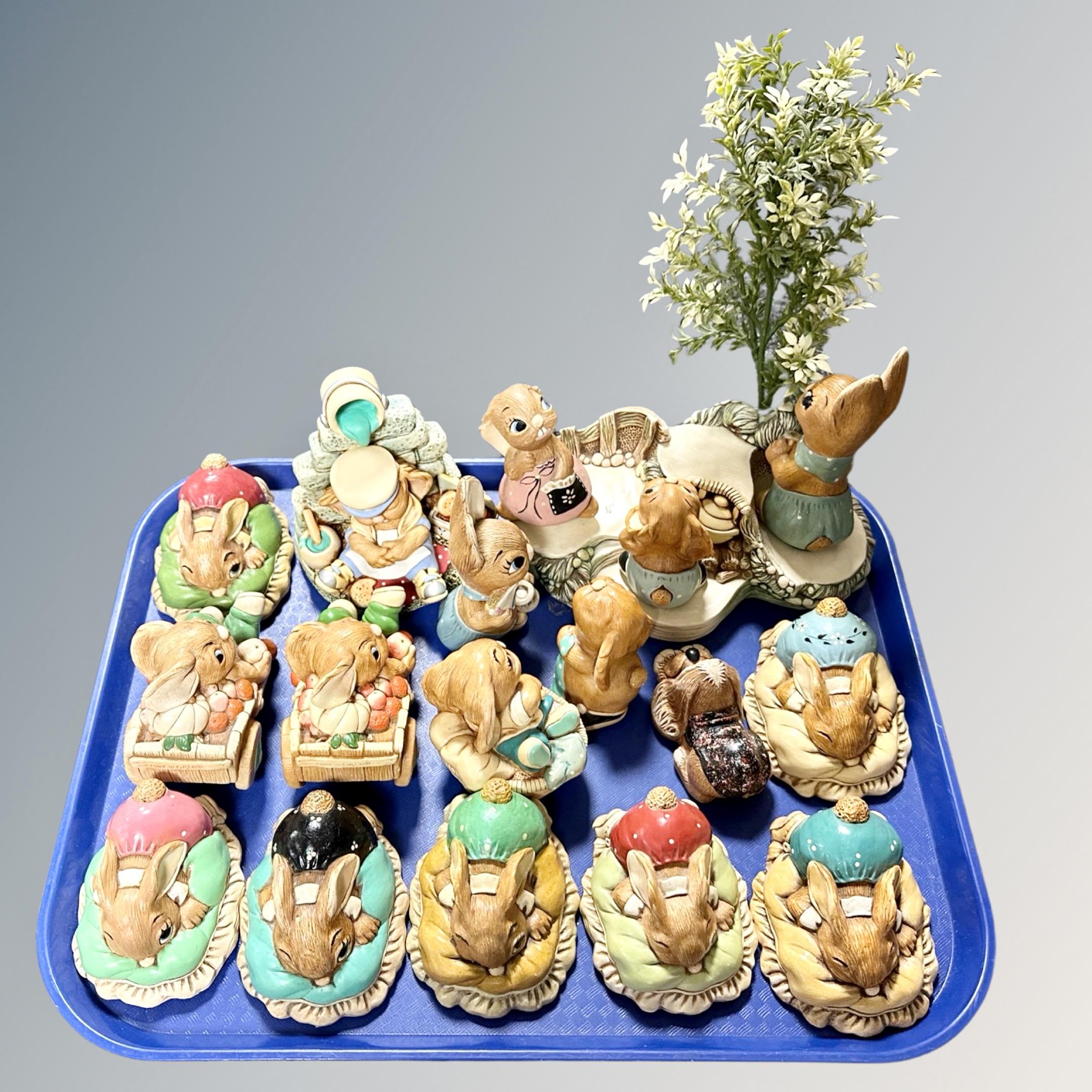 A tray of seventeen Pendelfin figures - The Gaffer, Barrow Boy, Muncher, Jingle etc,