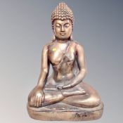 A contemporary gilded figure of a seated Buddha,