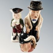 Two Royal Doulton character jugs - Winston Churchill and Gone Away,
