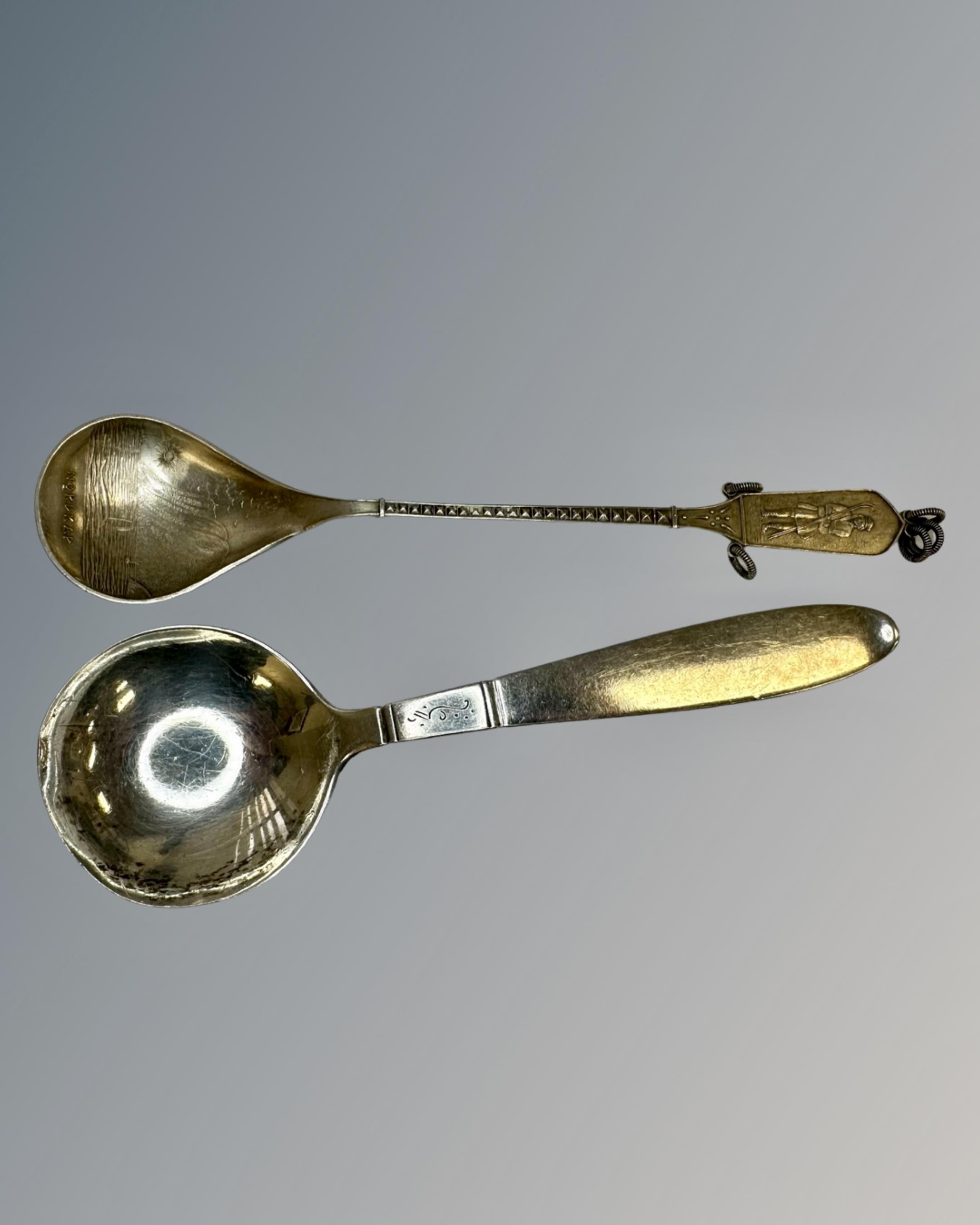 Two Norwegian and Danish silver spoons.