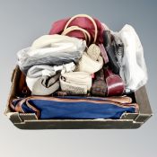 A box of assorted lady's hand bags and shopping bags