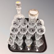 A tray of eight lead crystal brandy and liqueur glasses,