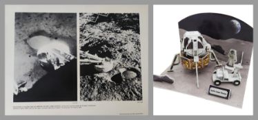 Vintage Nasa lithograph and posters with a lunar module model kit (boxed).