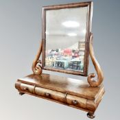 A Victorian mahogany dressing table mirror on stand fitted with three drawers