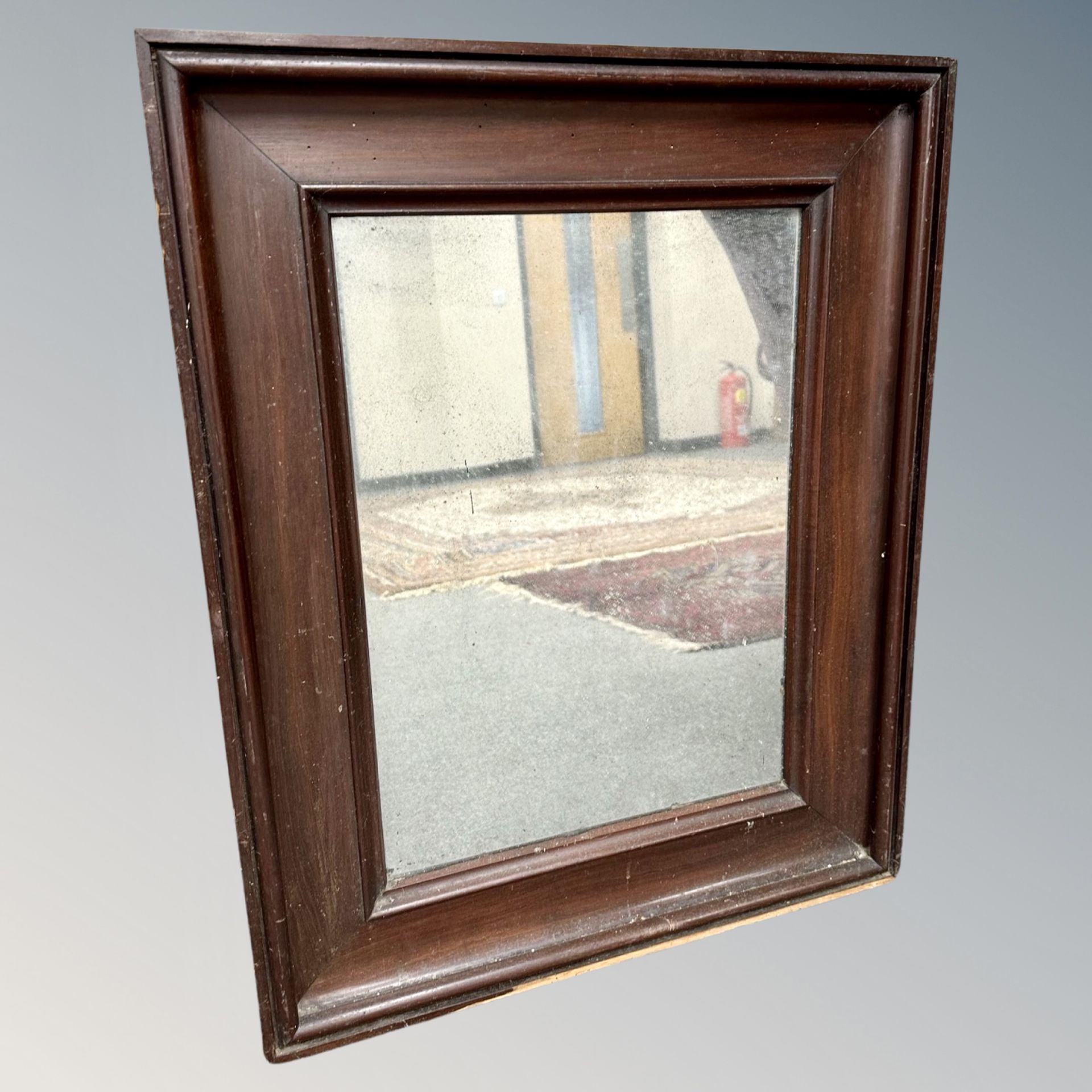 Two 19th century mahogany mirrors (oval mirror 48cm by 74cm, - Image 2 of 2