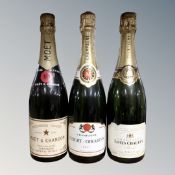 A bottle of Moet & Chandon Premiere Cuvee finest champagne 75cl together with two further bottles