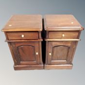 A pair of Asian hardwood Victorian style bedside cabinets
