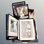 A box of vintage monochrome wedding photos, framed.