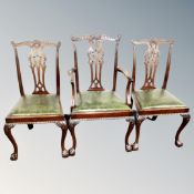 A set of six 19th century mahogany Chippendale style dining chairs