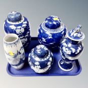 A tray of Chinese porcelain lidded ginger jars and vases CONDITION REPORT: There are