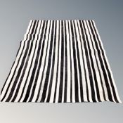 A black and white Zebra striped rug 173 cm x 237 cm