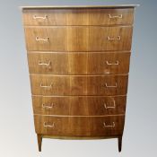 A mid century Danish bow fronted six drawer chest