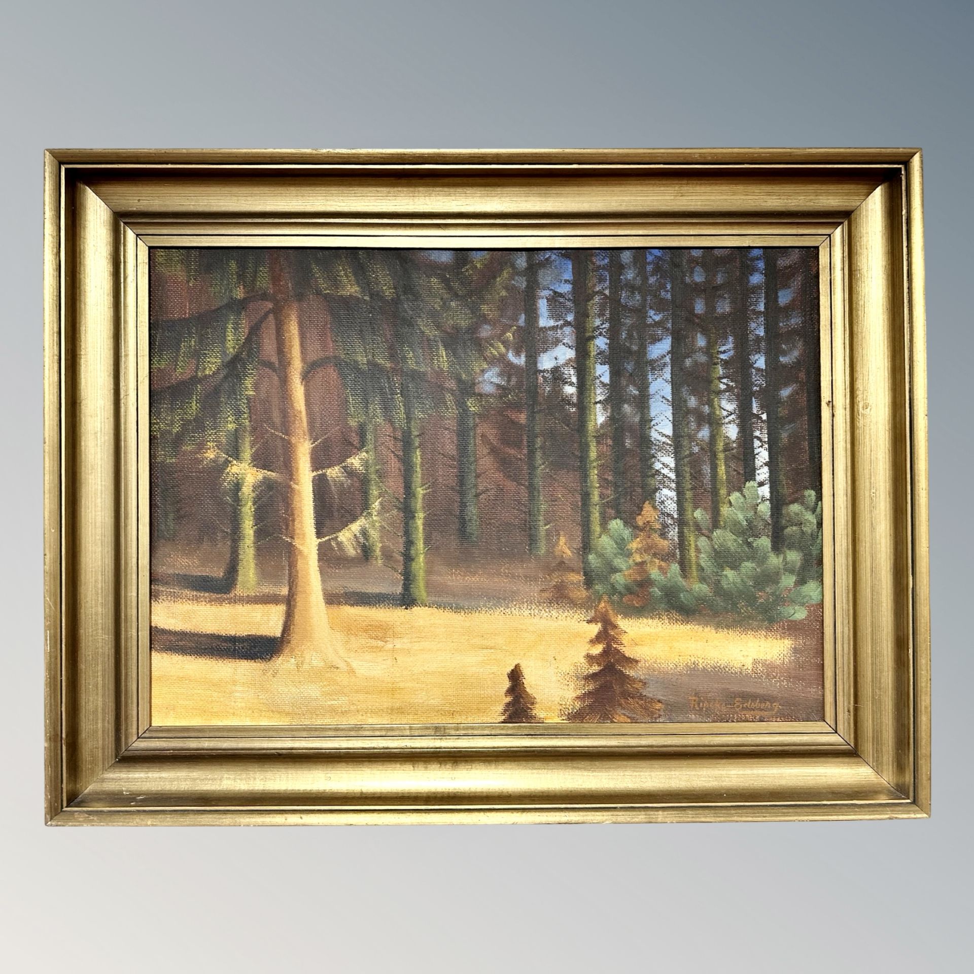 Rincke Edsbung : A view in a forest, oil on canvas,