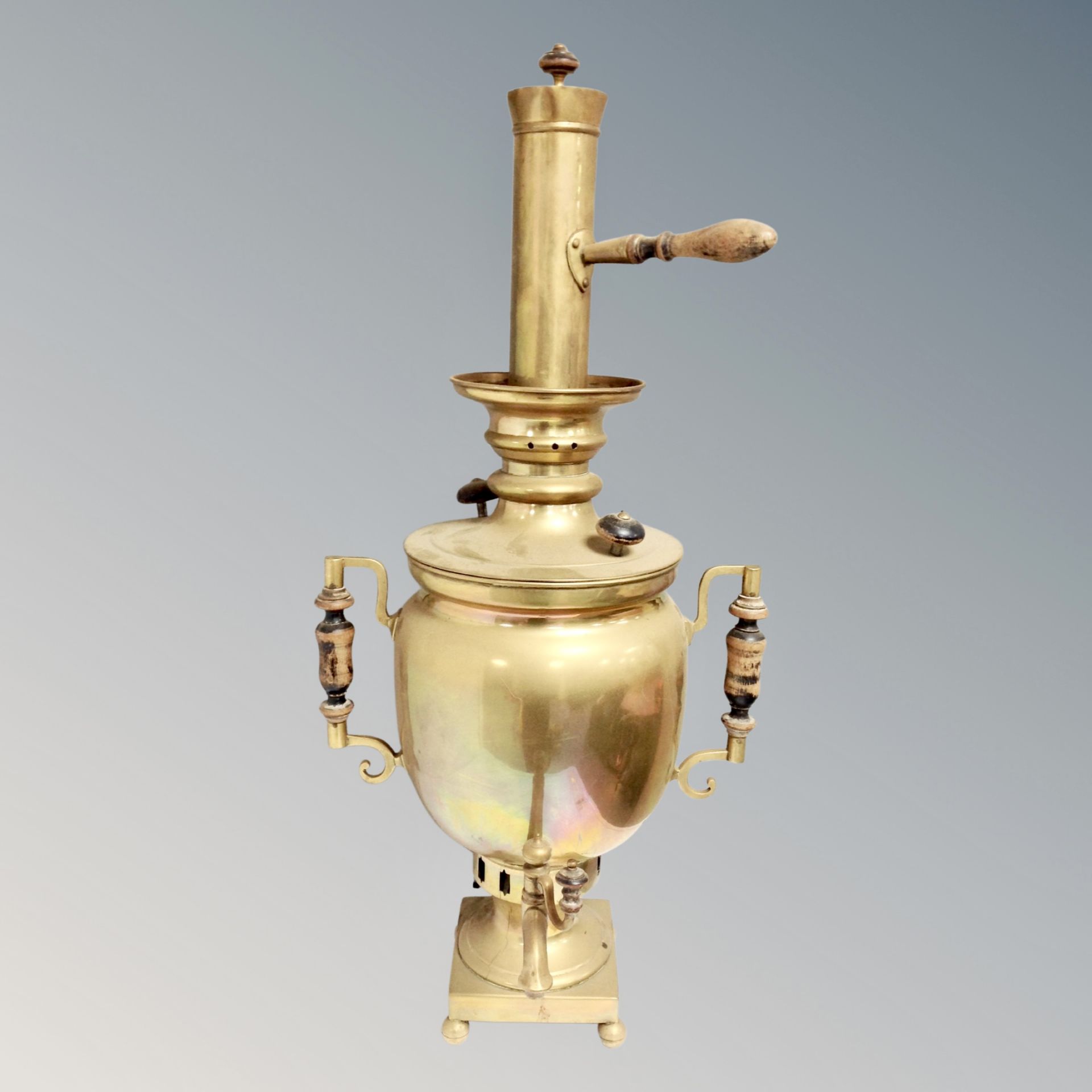 An antique brass samovar