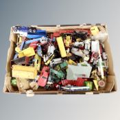 A large quantity of 20th century and later play worn die cast vehicles - Dinky, Matchbox,