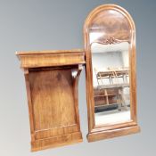 A 19th century mahogany dome topped hall mirror with table