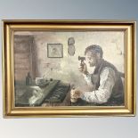 Continental school : A cobbler at work, oil on canvas,