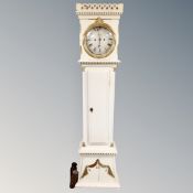 A Scandinavian painted longcase clock with pendulum and weights