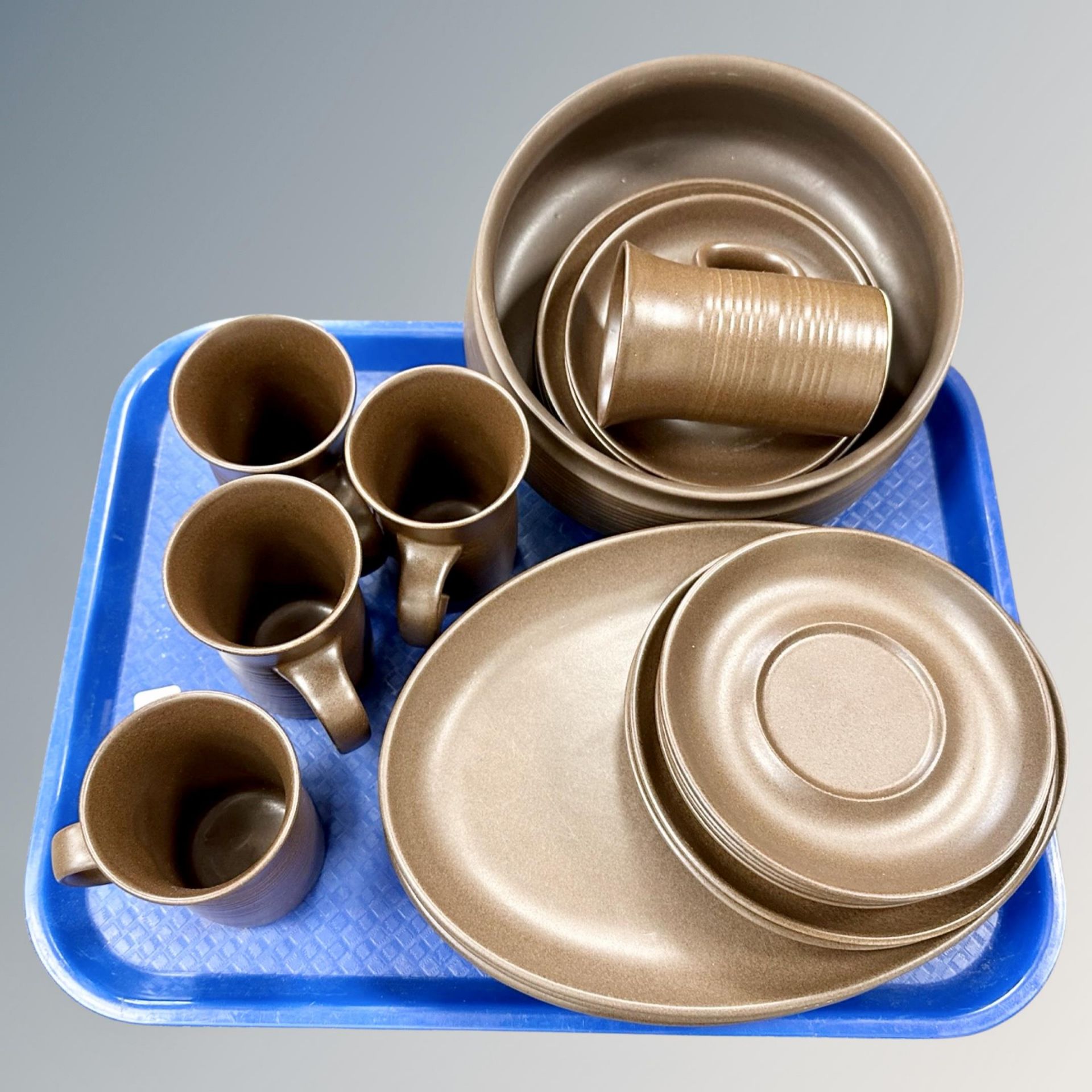 A quantity of Denby style pottery tea and dinner service