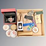 A box of Gent's watches, compacts,