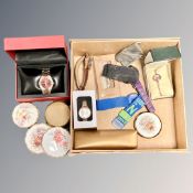 A box of Gent's watches, compacts,