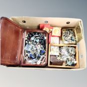 A box of assorted jewellery boxes, large quantity of costume jewellery,