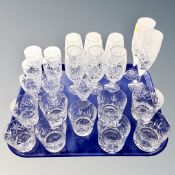 A tray of assorted crystal glass including Royal Doulton