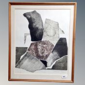 A Continental monochrome print - abstract, signed in pencil,