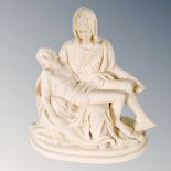 A resin figure by G Ruggeri - La Pieta, height 16 cm.