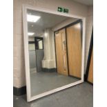 A large contemporary white framed mirror 180 cm x 160 cm
