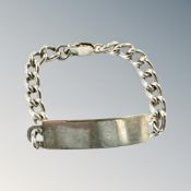 A silver ID bracelet