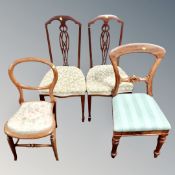 A pair of 19th century mahogany high backed dining chairs together with a further antique dining