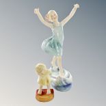 Two Royal Worcester Freda Doughty design figures : Tommy 2913 and Dancing Waves 3225