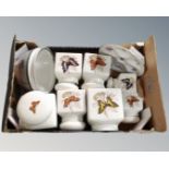 A box of Royal Winton butterfly pattern kitchen storage jars,