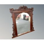 A Victorian overmantel mirror, width 105cm, height 109cm.