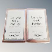 Two Lancome of Paris La Vie Est Belle Soleil Cristal l'eau de Parfum, 500ml, in boxed and sealed.