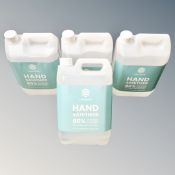 Four bottles of cleaned up hand sanitizer, 5l,