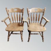 Set of four dark wood kitchen armchairs