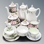 A tray of bone china : four pieces of Royal Albert Provincial Flowers tea china, Duchess teapots,