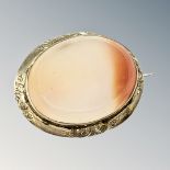 An antique agate brooch in gold mount