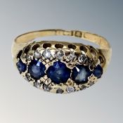 An antique 18ct gold sapphire and diamond ring