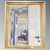 Continental School : View through a doorway, oil on canvas,