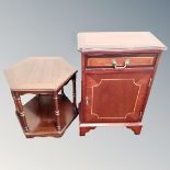 A side cabinet fitted with a drawer, hexagonal occasional table,