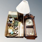 A London clock company Westminster wall clock together with three boxes of glass, Continental china,