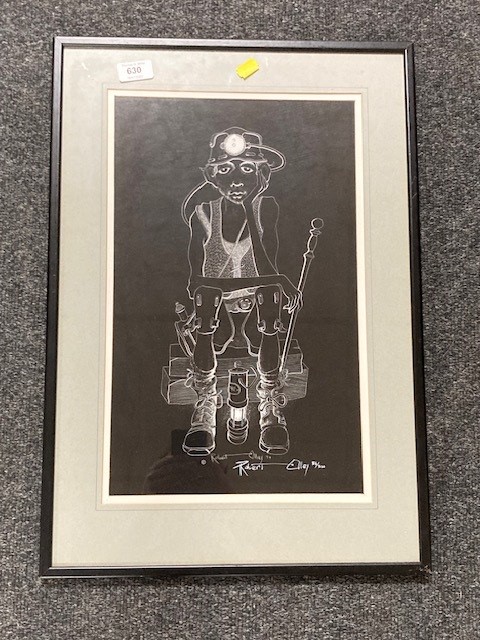 A signed limited edition Robert Olley print - Miner, 56/500 in frame.